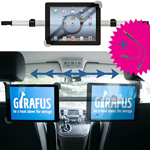 Girafus ®Relax H3 Universal SOPORTE ADJUSTABLE UNIVERSAL REPOSACABEZAS COCHE CABECERO PARA TABLET 9,5-14,5" Pulgadas iPad / iPad PRO (9.7&12.9‘‘), Samsung Galaxy Tab / Tab PRO, HTC, Asus Tablet PC