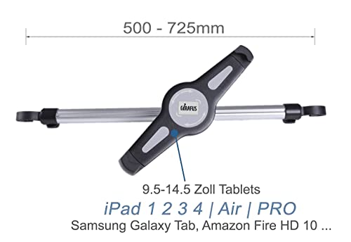 Girafus ®Relax H3 Universal SOPORTE ADJUSTABLE UNIVERSAL REPOSACABEZAS COCHE CABECERO PARA TABLET 9,5-14,5" Pulgadas iPad / iPad PRO (9.7&12.9‘‘), Samsung Galaxy Tab / Tab PRO, HTC, Asus Tablet PC