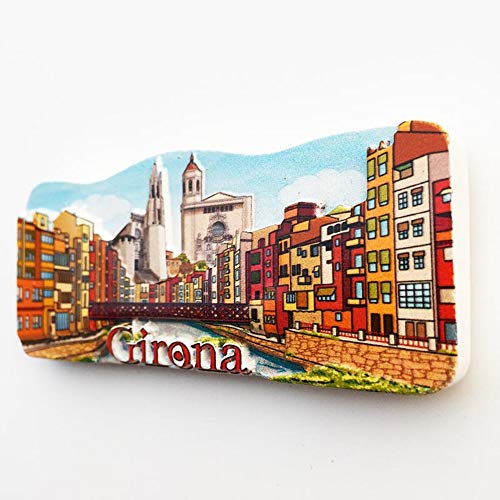Girona Cataluña 3D España Imán de nevera Viaje Regalo, Decoración para el hogar y la cocina Etiqueta magnética,Girona Cataluña España Refrigerador Imán colección