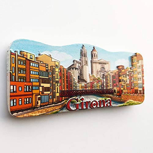 Girona Cataluña 3D España Imán de nevera Viaje Regalo, Decoración para el hogar y la cocina Etiqueta magnética,Girona Cataluña España Refrigerador Imán colección