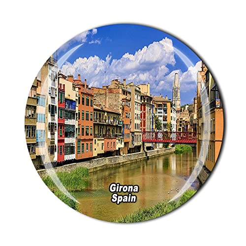 Girona España - Imán para nevera (cristal, recuerdo turístico), diseño de recuerdo
