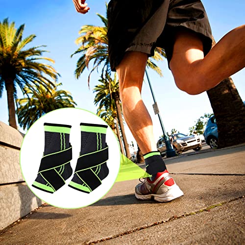 GLAITC Protección de Tobillos 2 Unidades Ajustable Tobillera Elástica Soporte de Tendón de compresión con Mangas de compresión Unisex para Deportes, Correr, Caminar, Alivio del Dolor