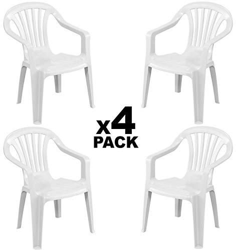 GLIFE 4X Sillas plásticas para Terraza Jardín Patio Playa Camping Blancas apilables