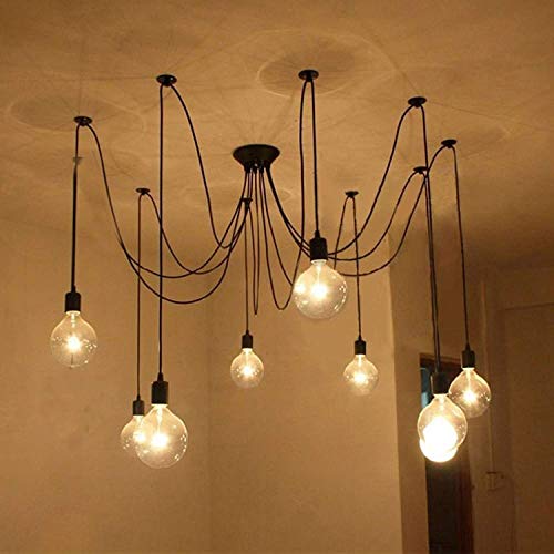 Glighone Lámpara colgante vintage industrial Loft lámpara de techo retro 8 La DIY techo araña lámpara E27 colgante bombilla estilo rústico