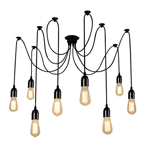 Glighone Lámpara colgante vintage industrial Loft lámpara de techo retro 8 La DIY techo araña lámpara E27 colgante bombilla estilo rústico