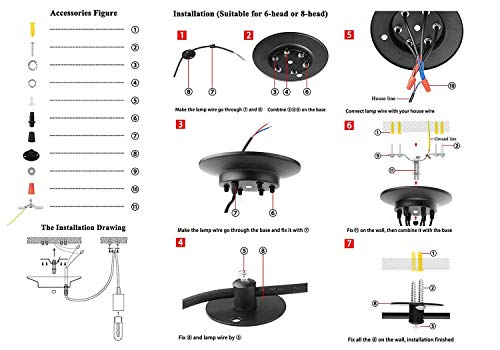 Glighone Lámpara colgante vintage industrial Loft lámpara de techo retro 8 La DIY techo araña lámpara E27 colgante bombilla estilo rústico