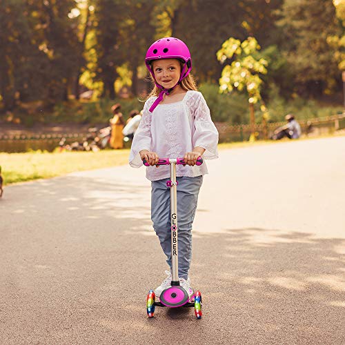 Globber - Primo Plus Lights - Patinete Iluminado de 3 Ruedas para niños de 3 a 9 años +, Rosa Intenso