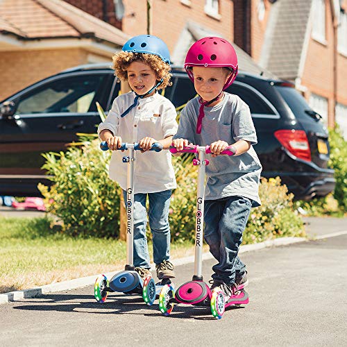 Globber - Primo Plus Lights - Patinete Iluminado de 3 Ruedas para niños de 3 a 9 años +, Rosa Intenso