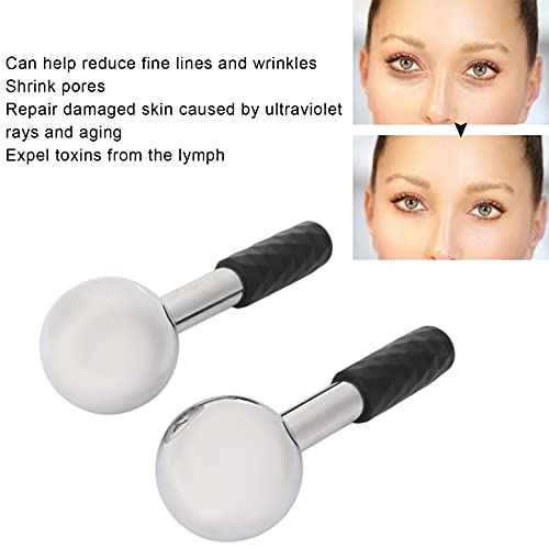 Globo de hielo facial de acero inoxidable, globos de spa de masaje de enfriamiento, masajeador de rodillo de enfriamiento facial con estuche de almacenamiento para niñas, mujeres, eliminación de arrug