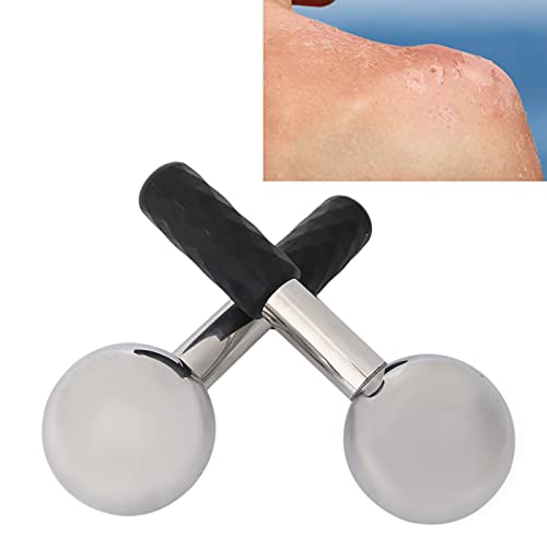 Globo de hielo facial de acero inoxidable, globos de spa de masaje de enfriamiento, masajeador de rodillo de enfriamiento facial con estuche de almacenamiento para niñas, mujeres, eliminación de arrug