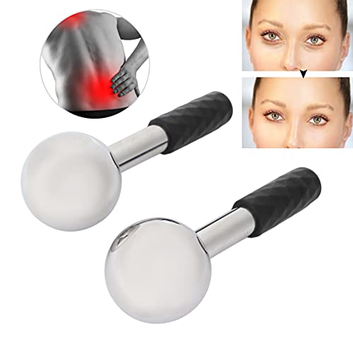 Globo de hielo facial de acero inoxidable, globos de spa de masaje de enfriamiento, masajeador de rodillo de enfriamiento facial con estuche de almacenamiento para niñas, mujeres, eliminación de arrug