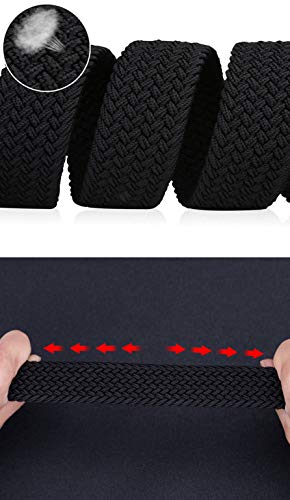 Gloop - Cinturón de piel elástico unisex trenzado, elástico, de tela elástica, para hombre y mujer, 18730a1, color negro, longitud total sin hebilla, 95 cm