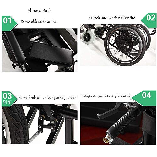 GLXLSBZ Rueda para Personas Mayores Rueda eléctrica para Personas Mayores con Respaldo Alto Mesa de Comedor Cama Inodoro Discapacitados Ancianos Scooter Adulto (Regalos Ancianos)