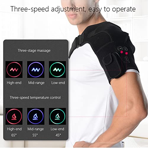 GLYIG Almohadilla térmica portátil USB para hombros con masajeador de vibración, apagado automático, soporte calefactable para envoltura de soporte para el manguito rotador, articulación, tendón, lesi