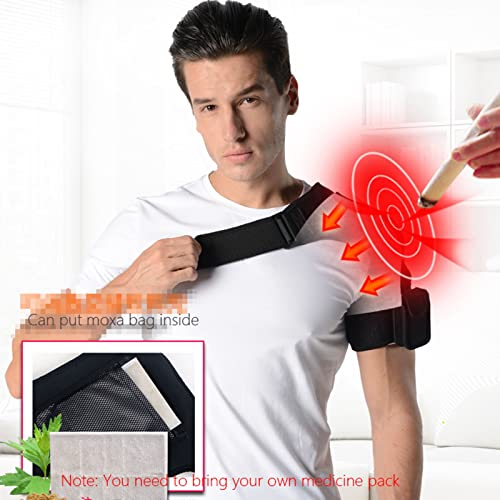 GLYIG Almohadilla térmica portátil USB para hombros con masajeador de vibración, apagado automático, soporte calefactable para envoltura de soporte para el manguito rotador, articulación, tendón, lesi