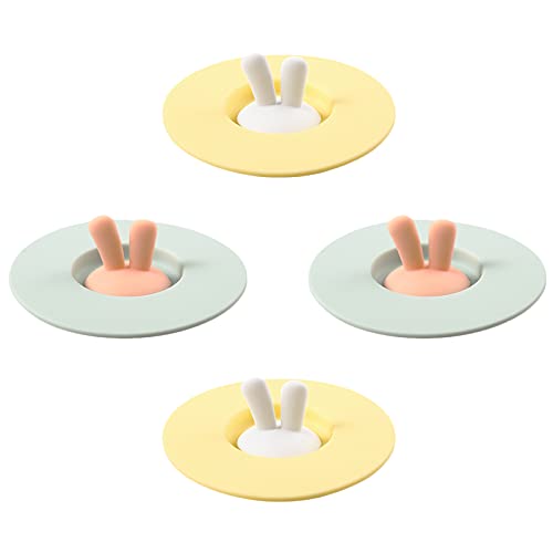 GmeDhc Tapas de silicona para tazas, 4 Piezas Creativa Tapa de copa de silicona para tazas, Reutilizables cubierta de taza de antipolvo para té cerveza, Fundas fe Silicona Para Tazas fe Vidrio
