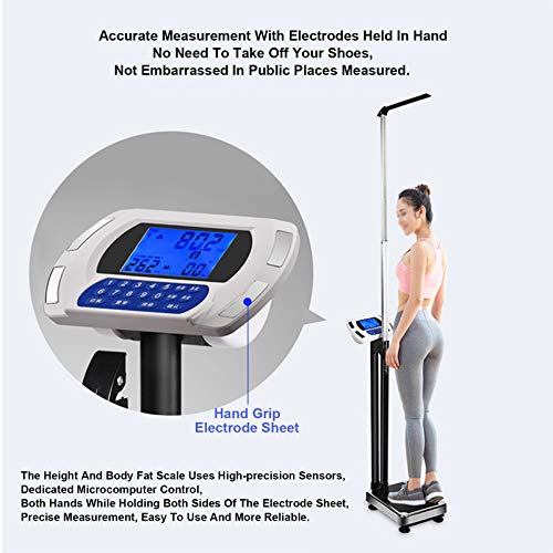 GMF Escala De Altura Y Peso 60~210cm, Bascula Medica con Tallimetro, Básculas Médicas Digitales Ligeras Portátiles, Mano Apretón Hoja De Electrodos