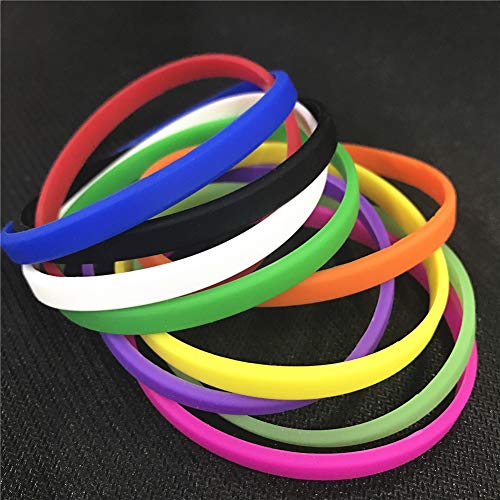 Gogo 100 Pulseras de Silicona Personalizada, Pulsera Elastica de Multicolor, Brazalete de Goma, Brazalete Deportivo - Amarillo