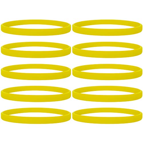 Gogo 100 Pulseras de Silicona Personalizada, Pulsera Elastica de Multicolor, Brazalete de Goma, Brazalete Deportivo - Amarillo
