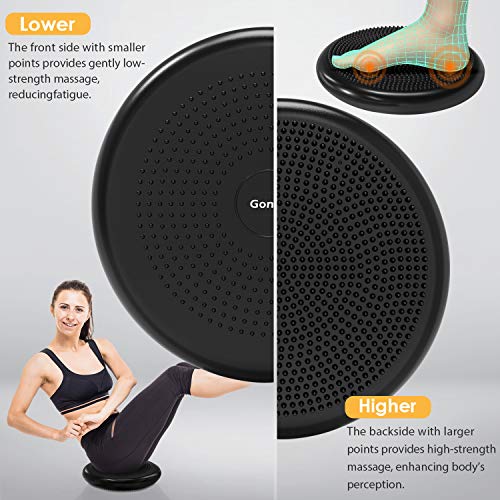 Gonex Cojín de Equilibrio Bomba Incluida para Fitness Yoga Pilates Deportes Ejercicios de Espalda Gimnasio, Asiento de Maniobra Cojin Hinchable Balance Disco para Mejorar Postura,Negro,34cm