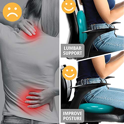 Gonex Cojín de Equilibrio Bomba Incluida para Fitness Yoga Pilates Deportes Ejercicios de Espalda Gimnasio, Asiento de Maniobra Cojin Hinchable Balance Disco para Mejorar Postura,Negro,34cm