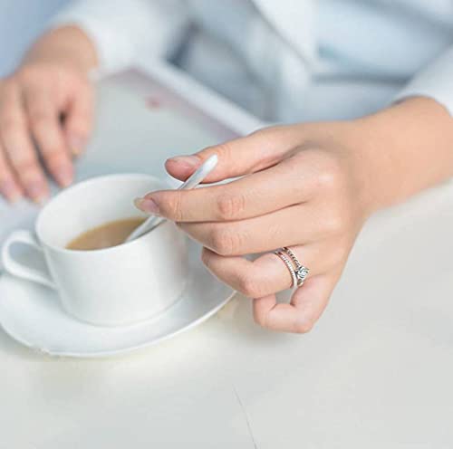 Good dress Anillo de Plata S925, Anillo de Dedo Índice Abierto de Moda de Anillo de Anillo de Corona Doble de Diamante para Mujeranillo de plata s925
