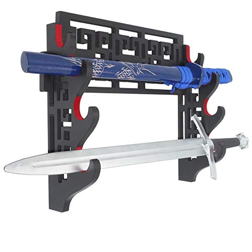 GOONSDS Espada Titular De Montaje En Pared Terciopelo Protect Display Espada De Samurai Espada Soporte del Soporte De Suspensión para Katana Wakizashi Y Espadas Estándar (4 Niveles)