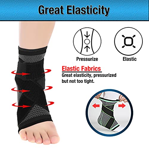 Goosom Antideslizante Soporte de Tobillo Súper Elástico Transpirable - Ajustable Protección de Tobillos, Tobillera Compresión Banda de Soporte para Correr, Fitness A05 Gris L (1 unidad)