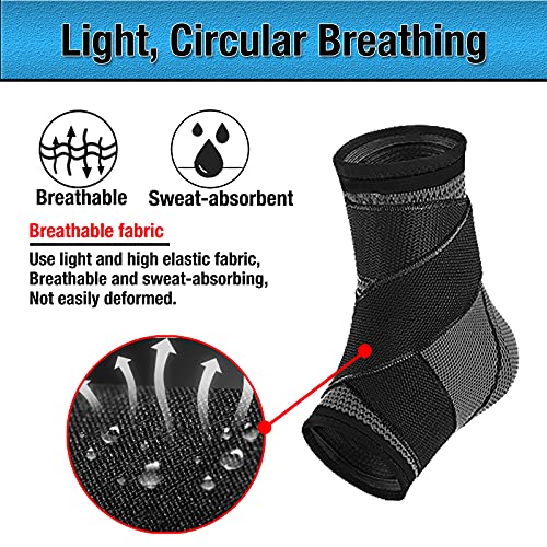 Goosom Antideslizante Soporte de Tobillo Súper Elástico Transpirable - Ajustable Protección de Tobillos, Tobillera Compresión Banda de Soporte para Correr, Fitness A05 Gris L (1 unidad)