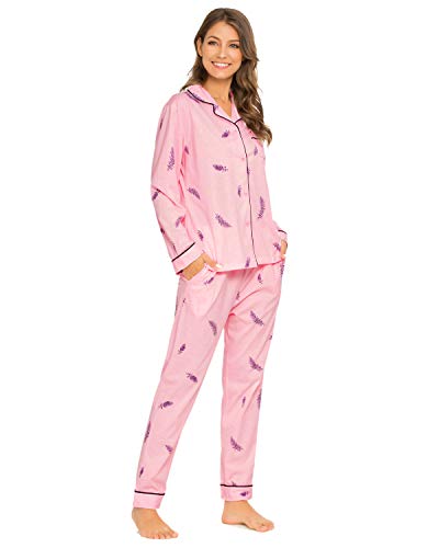 GOSO Pijama para Mujer - Pijama de Manga Larga con Botones para Mujer - Conjunto de Pijama de Manga Larga Floral para Mujer