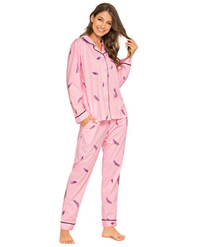 GOSO Pijama para Mujer - Pijama de Manga Larga con Botones para Mujer - Conjunto de Pijama de Manga Larga Floral para Mujer
