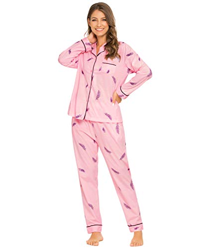 GOSO Pijama para Mujer - Pijama de Manga Larga con Botones para Mujer - Conjunto de Pijama de Manga Larga Floral para Mujer