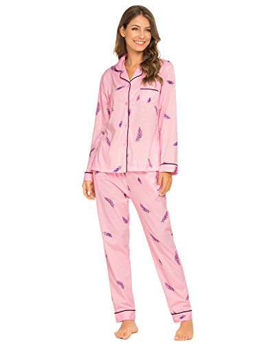 GOSO Pijama para Mujer - Pijama de Manga Larga con Botones para Mujer - Conjunto de Pijama de Manga Larga Floral para Mujer