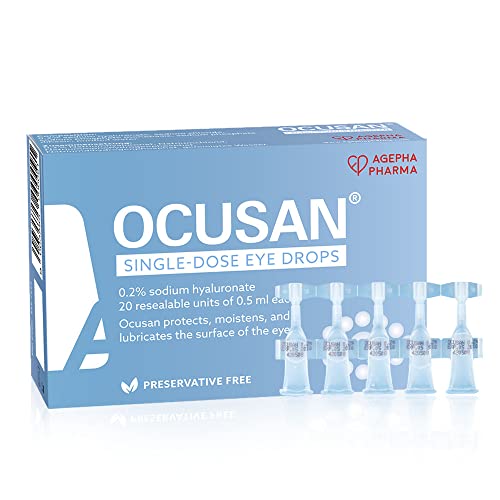 Gotas para los ojos Ocusan® | Lágrimas artificiales para ojos secos | Apto para lentes de contacto | Completamente sin conservantes | Ácido hialurónico