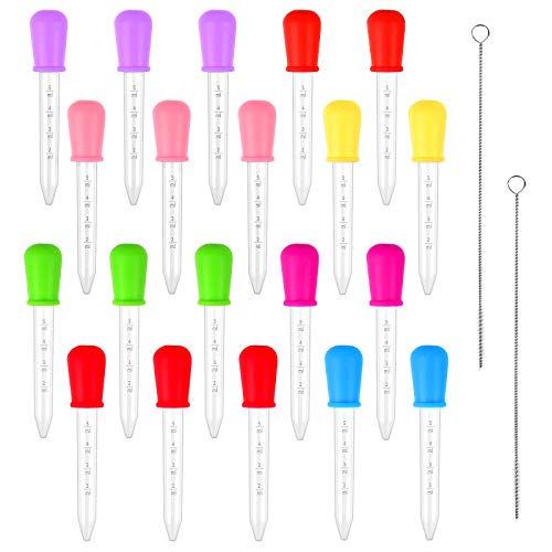 Gotero de líquido 24 piezas de pipeta de silicona y plástico, gotero de líquido de 5 ml, gotero de líquido de 5 ml para moldes de caramelo, gomitas de chocolate, manualidades (multicolor)