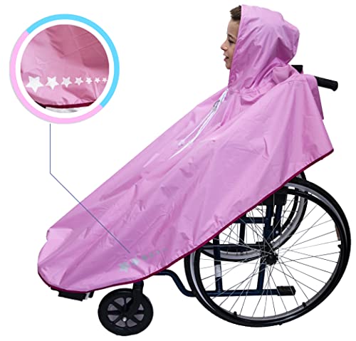 GOTITA – Poncho Impermeable para Silla de Ruedas niños – Chubasquero niño – Capa de Lluvia para Silla de Ruedas. Poncho de diseño Italiano (Rosa)
