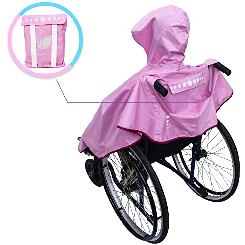 GOTITA – Poncho Impermeable para Silla de Ruedas niños – Chubasquero niño – Capa de Lluvia para Silla de Ruedas. Poncho de diseño Italiano (Rosa)
