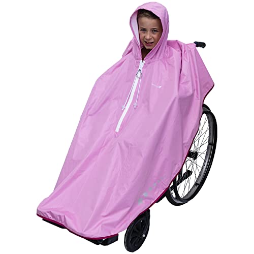 GOTITA – Poncho Impermeable para Silla de Ruedas niños – Chubasquero niño – Capa de Lluvia para Silla de Ruedas. Poncho de diseño Italiano (Rosa)