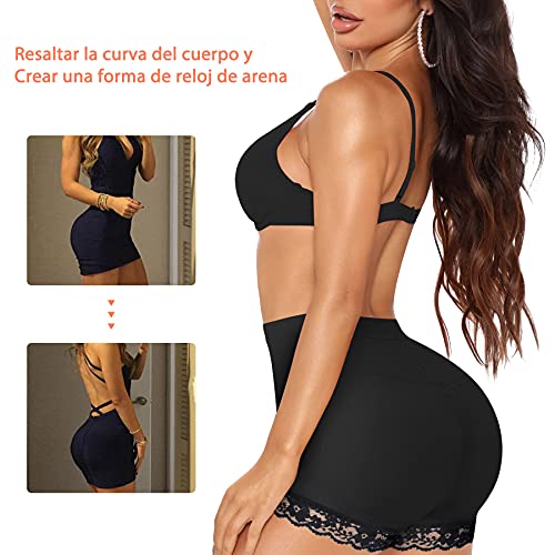 Gotoly Mujer Braguitas Moldeadoras Braga Faja Pantalón Reductora Sin Costura Control de Barriga Levanta Glúteos Shapewear Lencería Pantalones con Relleno de Cadera (Negro, M)