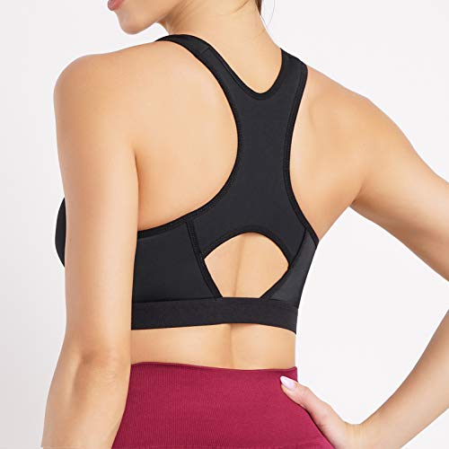 Gotoly Mujer Sujetador Deportivo de Cierre Frontal Sujetador para Postoperatorio Ropa interio sin Costura Racerback (Negro, Small)