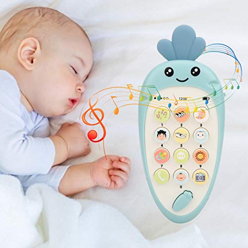 GOTOTOP Juguete de teléfono para niños, Forma de Zanahoria Teléfono de bebé Niño Juguete de mordedor para teléfono móvil Educativo con Efecto de música para niños Mayores de 6 Meses