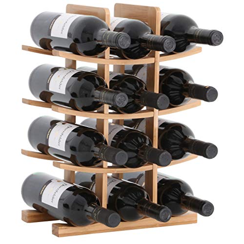 Gräfenstayn® 30551 Botelleros PORTO - apilable de madera de bambú para 12 botellas de vino- tamaño 30x16x42 cm (LxAnxAl) portabidones de vino