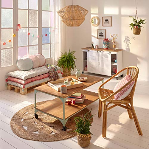 Gran lámpara de techo en MIMBRE - Diámetro 48 cm - Color MADERA Natural