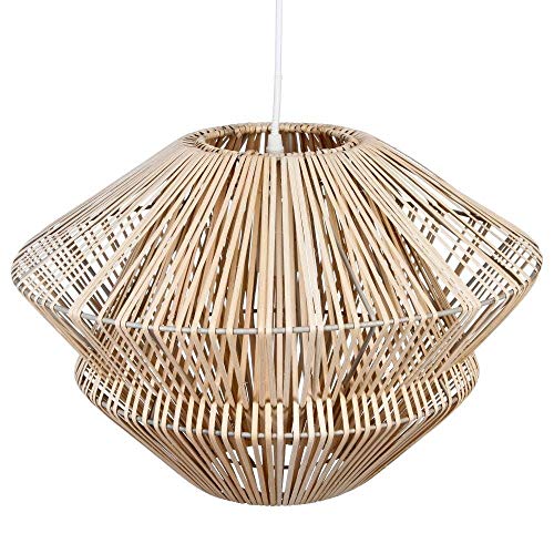 Gran lámpara de techo en MIMBRE - Diámetro 48 cm - Color MADERA Natural