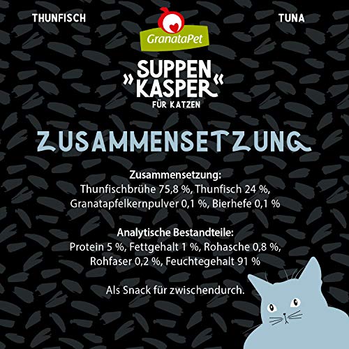 GranataPet Caja de Sopa para Gatos, Aperitivos para Gatos, sopas contra el Hambre, golosinas para una hidratación Adicional, Comida para Gatos sin Cereales y sin azúcar añadido, 12 x 70 g