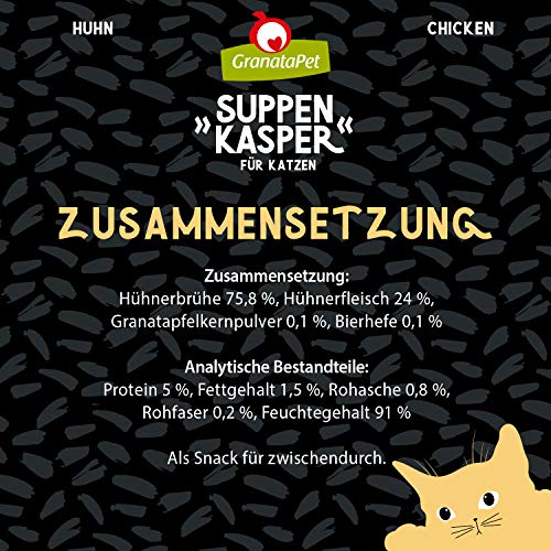 GranataPet Caja de Sopa para Gatos, Aperitivos para Gatos, sopas contra el Hambre, golosinas para una hidratación Adicional, Comida para Gatos sin Cereales y sin azúcar añadido, 12 x 70 g