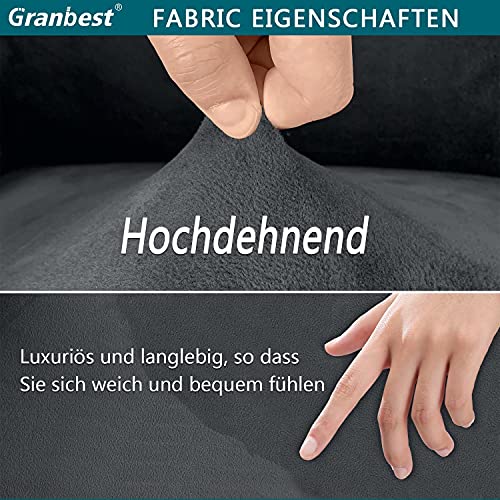 Granbest Funda de sofá de terciopelo supersuave de 3 plazas, elegante y lujosa funda de sofá de felpa con bandas de espuma de spandex reforzado, para la protección de muebles, 1 unidad, gris