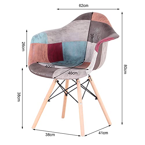 GrandCA HOME Pack de 2 sillas,sillas de Comedor Patchwork Tela de Lino Butaca, Silla de salón, sillas de recepción, Silla de Cocina (marrón-2)