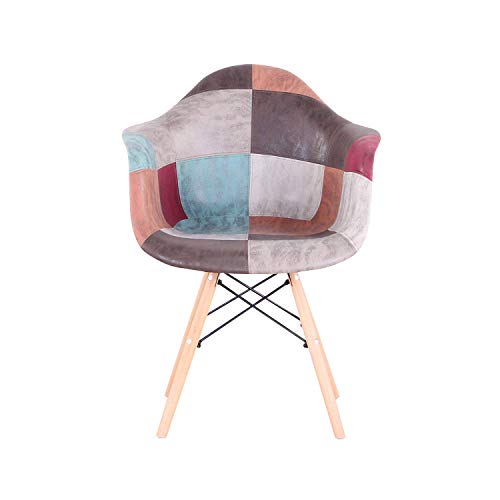GrandCA HOME Pack de 2 sillas,sillas de Comedor Patchwork Tela de Lino Butaca, Silla de salón, sillas de recepción, Silla de Cocina (marrón-2)