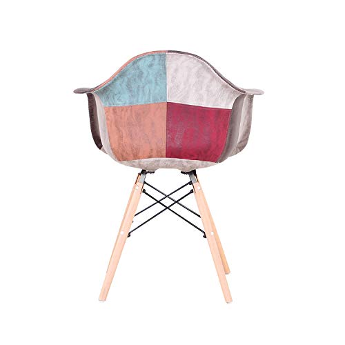 GrandCA HOME Pack de 2 sillas,sillas de Comedor Patchwork Tela de Lino Butaca, Silla de salón, sillas de recepción, Silla de Cocina (marrón-2)